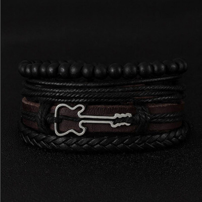aaravfashion Leather Rhodium Bracelet