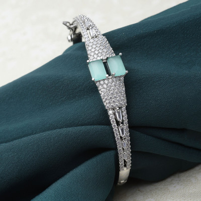 ZENEME Brass Cubic Zirconia Rhodium Bracelet