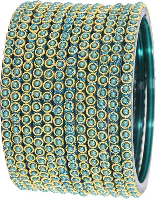 ZULKA Glass Pearl Bangle Set(Pack of 12)