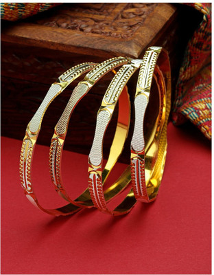 ZENEME Brass Gold-plated Bangle Set(Pack of 4)