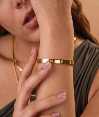 Ruhi Collection Stainless Steel Cubic Zirconia Titanium Bangle