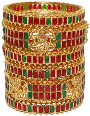 Nagneshi Art Alloy Ruby Gold-plated Bangle(Pack of 6)