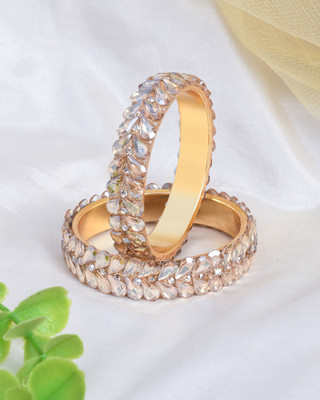 ShiyaShree Brass Cubic Zirconia Gold-plated Bangle Set(Pack of 2)