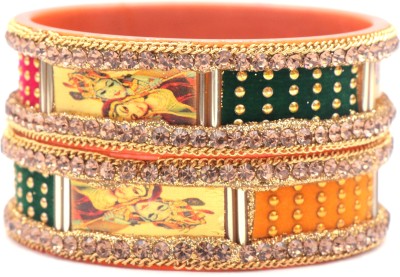 Honbon Plastic Beads, Cubic Zirconia Gold-plated Bangle Set(Pack of 2)