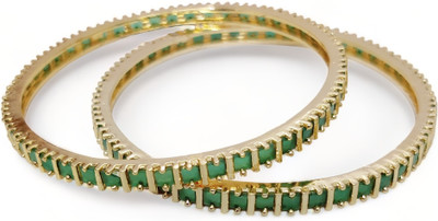 Opal Touch Brass Cubic Zirconia Gold-plated Bangle Set(Pack of 2)