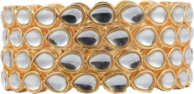 SHARYY Brass Crystal Gold-plated Bangle Set(Pack of 4)