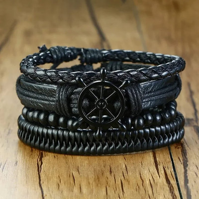 Rajwanti Collection Stylish Bracelet For Men | Leather Bracelets For Boys | Wooden Beads Wristband Men(Black, Pack of 1)