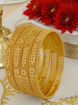 Jewels Kafe Brass Gold-plated Bangle Set(Pack of 4)