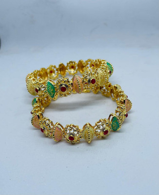 SawariyaCollect Metal Ruby Gold-plated Bangle Set(Pack of 2)