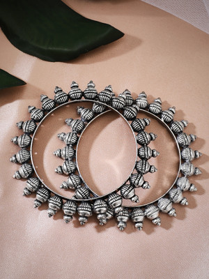 RUBANS Alloy Silver Bangle Set(Pack of 2)
