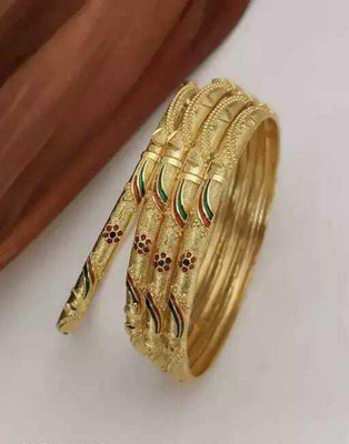 Cheharoffset Brass Beads Gold-plated Bangle Set(Pack of 4)