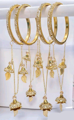 ADFashionBazar Metal Zircon Gold-plated Bangle Set(Pack of 4)