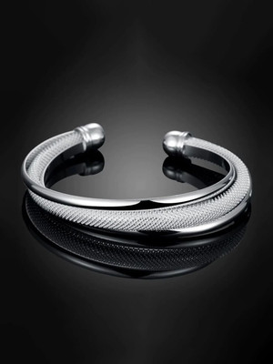 Saizen Stainless Steel Sterling Silver Cuff
