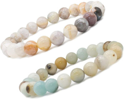 VIBESLE Crystal Beads, Agate Charm Bracelet(Pack of 2)