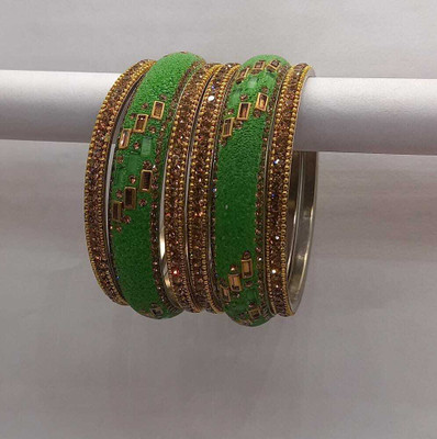 Rajwadi Alloy Crystal Silver Bangle Set(Pack of 6)