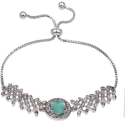 Zoey Brass Cubic Zirconia Silver Bracelet