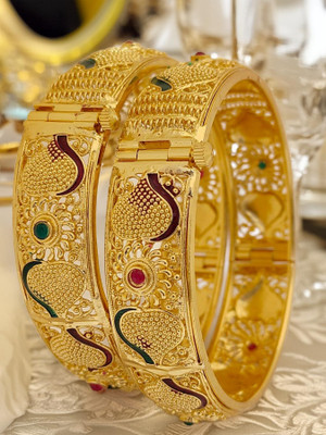 Jewels Kafe Brass Gold-plated Bangle Set(Pack of 2)