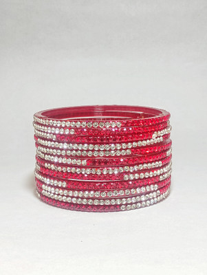 Tanvi enterprises Glass Rhinestone Bangle Set(Pack of 10)
