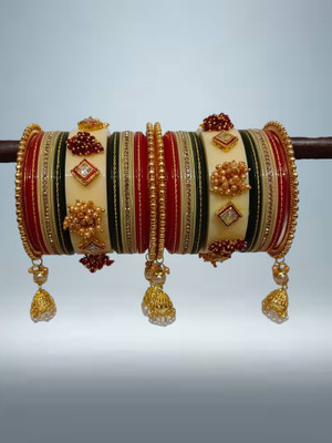 AYSHA CREATION Metal Moonstone Bangle Set