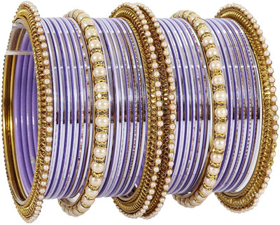 ZULKA Metal Crystal Bangle Set(Pack of 30)