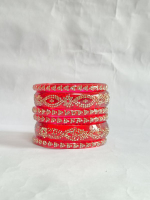 Armcandy Glass Cubic Zirconia Silver Bangle(Pack of 6)
