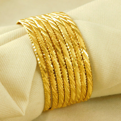 Prettything Alloy Gold-plated Bangle Set(Pack of 8)