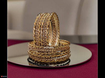 Om Traders Brass Brass Bangle Set(Pack of 16)