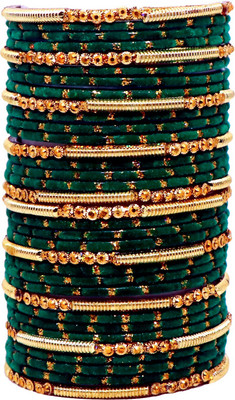 RADHA MOHAN EMPIRE Fabric, Glass Bangle Set(Pack of 34)