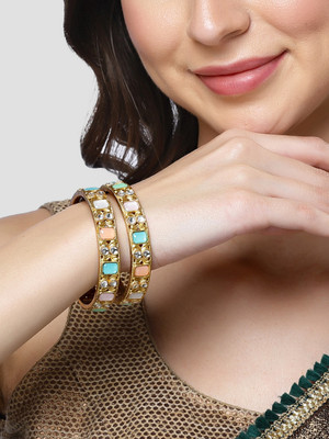 Karatcart Alloy Crystal Gold-plated Bangle Set(Pack of 2)