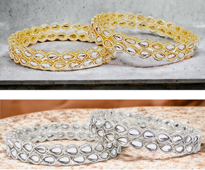 Chrishan Alloy Gold-plated, Silver Bangle Set(Pack of 2)