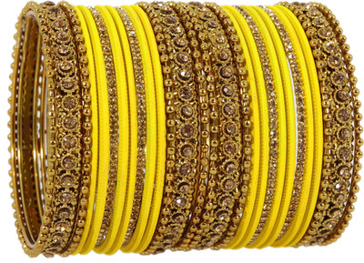 ZULKA Metal, Fabric Zircon Bangle Set(Pack of 28)