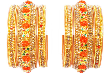 ishika Plastic Diamond, Zircon Gold-plated Bangle Set(Pack of 6)