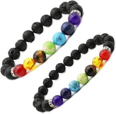 DVISHA Stone, Lava, 7 Chakra Beads, Crystal Bracelet