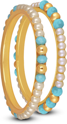 JFL Jewellery for Less Copper Gold-plated Bangle Set(Pack of 2)
