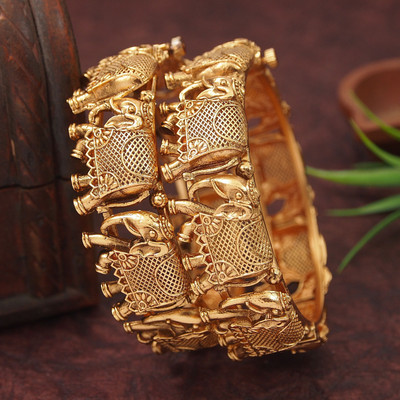 OrnaDzn Zevellery Brass Bangle(Pack of 2)