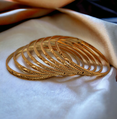 Lucky Jewellery Alloy Gold-plated Bangle Set(Pack of 8)