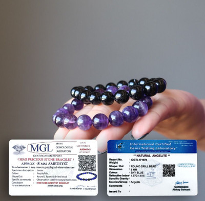 Crystal And shades Amethyst, Crystal, Black Obsidian Beads, Agate, Crystal, Jade, Quartz Bracelet(Pack of 2)