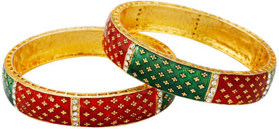 Efulgenz Alloy Crystal Gold-plated Bangle(Pack of 2)
