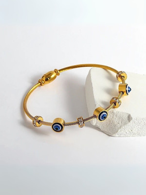 RaasRani Jewels Stainless Steel Cubic Zirconia Gold-plated Cuff