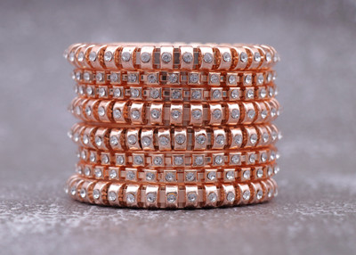 Honbon Metal Crystal Bangle Set(Pack of 8)