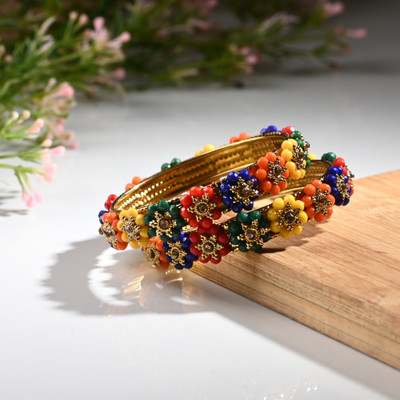 1st Time Metal Enamel Bangle Set(Pack of 2)
