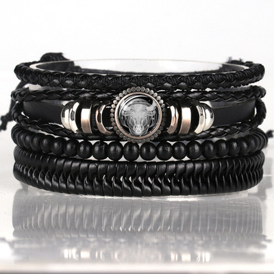PIXFLIK Leather Bracelet Set(Pack of 4)