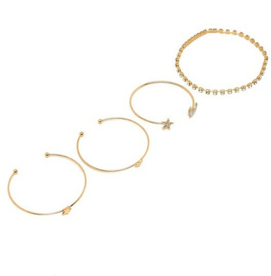 Zaphariq Alloy Cubic Zirconia Gold-plated Bracelet Set(Pack of 4)