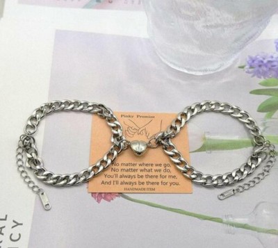 P.R.Prints Stainless Steel Silver Bracelet Set(Pack of 2)