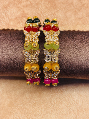 Crazy art gallery Resin Zircon Gold-plated Bangle Set(Pack of 2)