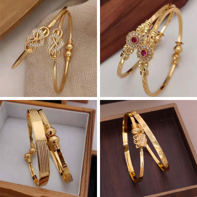 ANOUK Brass Diamond Gold-plated Bangle Set(Pack of 4)