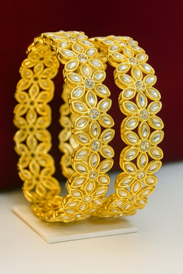 ESSENTICO Brass Diamond Palladium Bangle(Pack of 2)