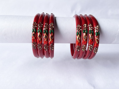 Karaavi Glass Crystal Enamel Bangle Set(Pack of 8)