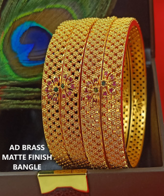 Atulya Brass Cubic Zirconia, Diamond Gold-plated Bangle Set(Pack of 4)