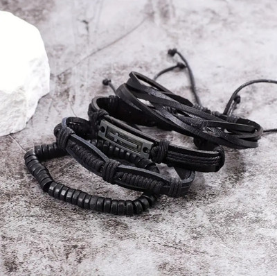 Jewelgenics Leather Bracelet Set(Pack of 4)